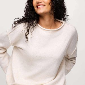 Cozy Knit Mockneck Sweater | Heather Bone