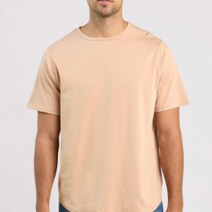 Short Sleeve Curved Hem T-Shirt | Sand