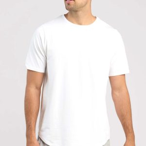 Short Sleeve Curved Hem T-Shirt | White