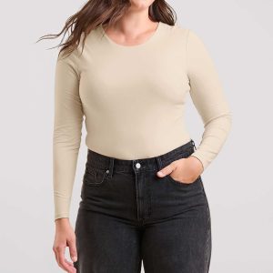 Long Sleeve Crewneck Bodysuit | Bone