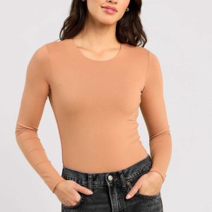Long Sleeve Crewneck Bodysuit | Clay