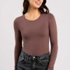 Long Sleeve Crewneck Bodysuit | Coffee