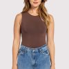 Cotton Stretch Classic Crewneck Tank Bodysuit | Coffee