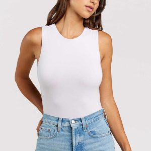 Cotton Stretch Classic Crewneck Tank Bodysuit | Lilac