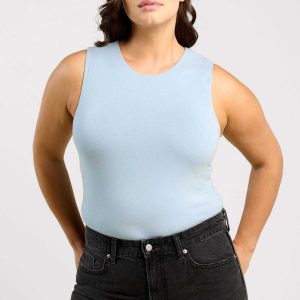 Cotton Stretch Classic Crewneck Tank Bodysuit | Mist