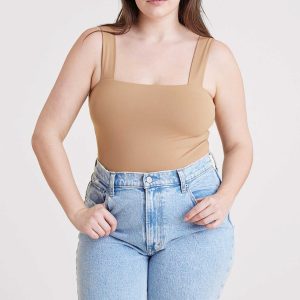 Square Neck Tank Bodysuit | Cinnamon