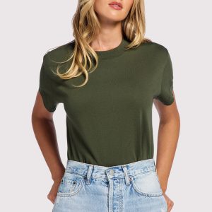 Soft Cotton Everyday T-Shirt Bodysuit | Darkest Olive
