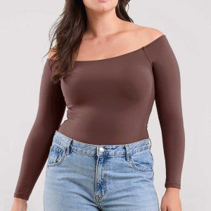 Off The Shoulder Bodysuit | Coffee