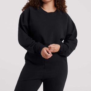 Cropped Crewneck Sweatshirt | Black