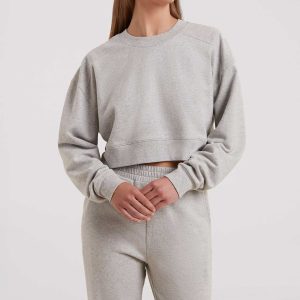 Cropped Crewneck Sweatshirt | Heather Grey