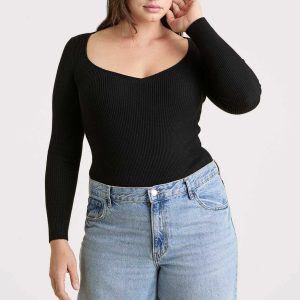 Sweetheart Sweater Bodysuit | Black