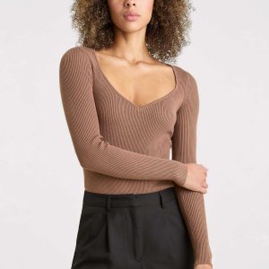Sweetheart Sweater Bodysuit | Chocolate