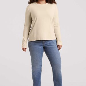 Vintage Cotton Long Sleeve Everyday T-Shirt | Bone