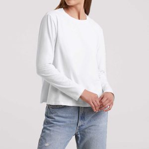 Vintage Cotton Long Sleeve Everyday T-Shirt | White