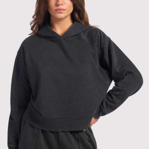 Vintage Fleece Cropped Hoodie | Washed Black