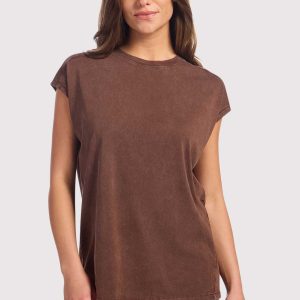 Soft Cotton Tunic Muscle Tee | Washed Coffee