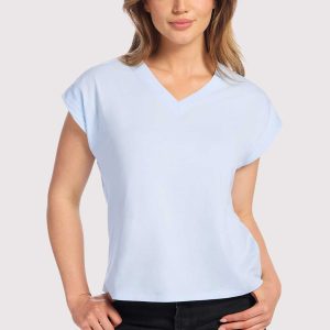 Soft Cotton V-Neck Muscle Tee | Cloud
