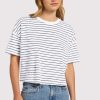 Soft Cotton Striped Boxy Tee | White/Navy