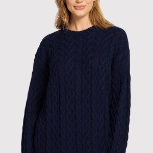 Lightweight Cable Sweater | Navy