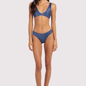 Shimmer Low Waist Bikini Bottom | Navy