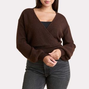 Cozy Knit Wrap Sweater | Coffee