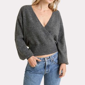Cozy Knit Wrap Sweater | Charcoal