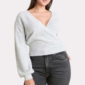 Cozy Knit Wrap Sweater | Heather Grey