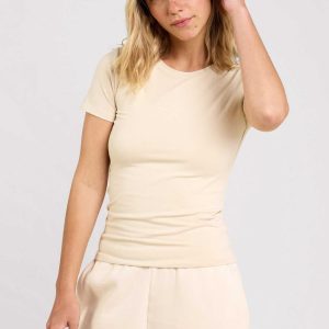 Cotton Stretch Classic Crewneck Tee | Bone