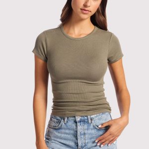 Slinky Rib Tee | Olive