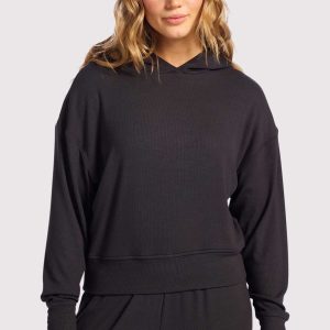 Slinky Rib Hoodie | Black