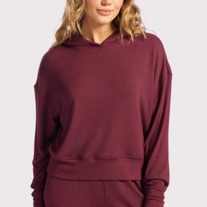 Slinky Rib Hoodie | Merlot