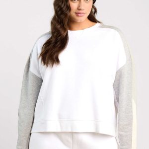 Vintage Fleece Sideline Crew | White/Heather Grey