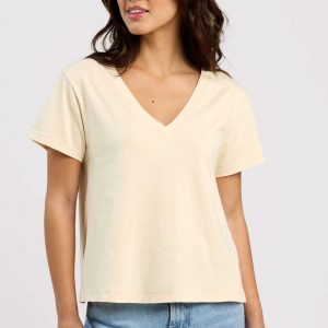 Vintage Cotton V-Neck Everyday T-Shirt | Bone