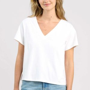 Vintage Cotton V-Neck Everyday T-Shirt | White