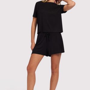 Ribbed Pajama Short Set | Black