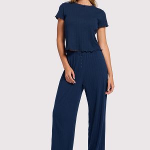 Pointelle Pajama Pant Set | Navy