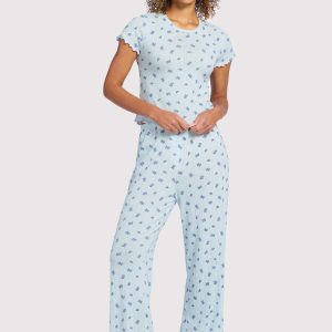 Pointelle Pajama Pant Set | Ditsy Blue