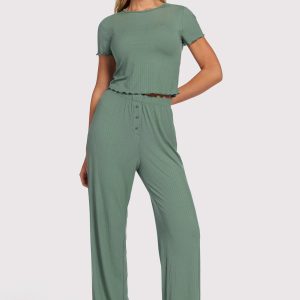 Mini Rib Pajama Set | Agave