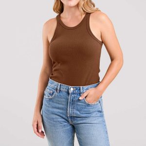 Essential Rib Tank Top | Chocolate