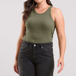 Essential Rib Tank Top | Olive