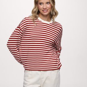 Boyfriend Stripe Tee | Scarlet White Stripe