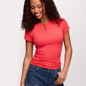Slinky Rib Tee | Hibiscus